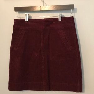 LOFT maroon corduroy skirt